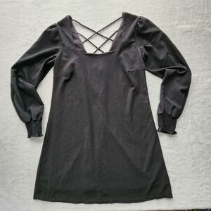 Charmed Hearts Dress Womens Medium Black Strappy Back Goth Mini Witchy Ballet